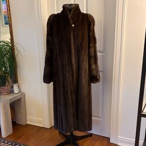 Long Dark Brown Full-Length Fur Coat